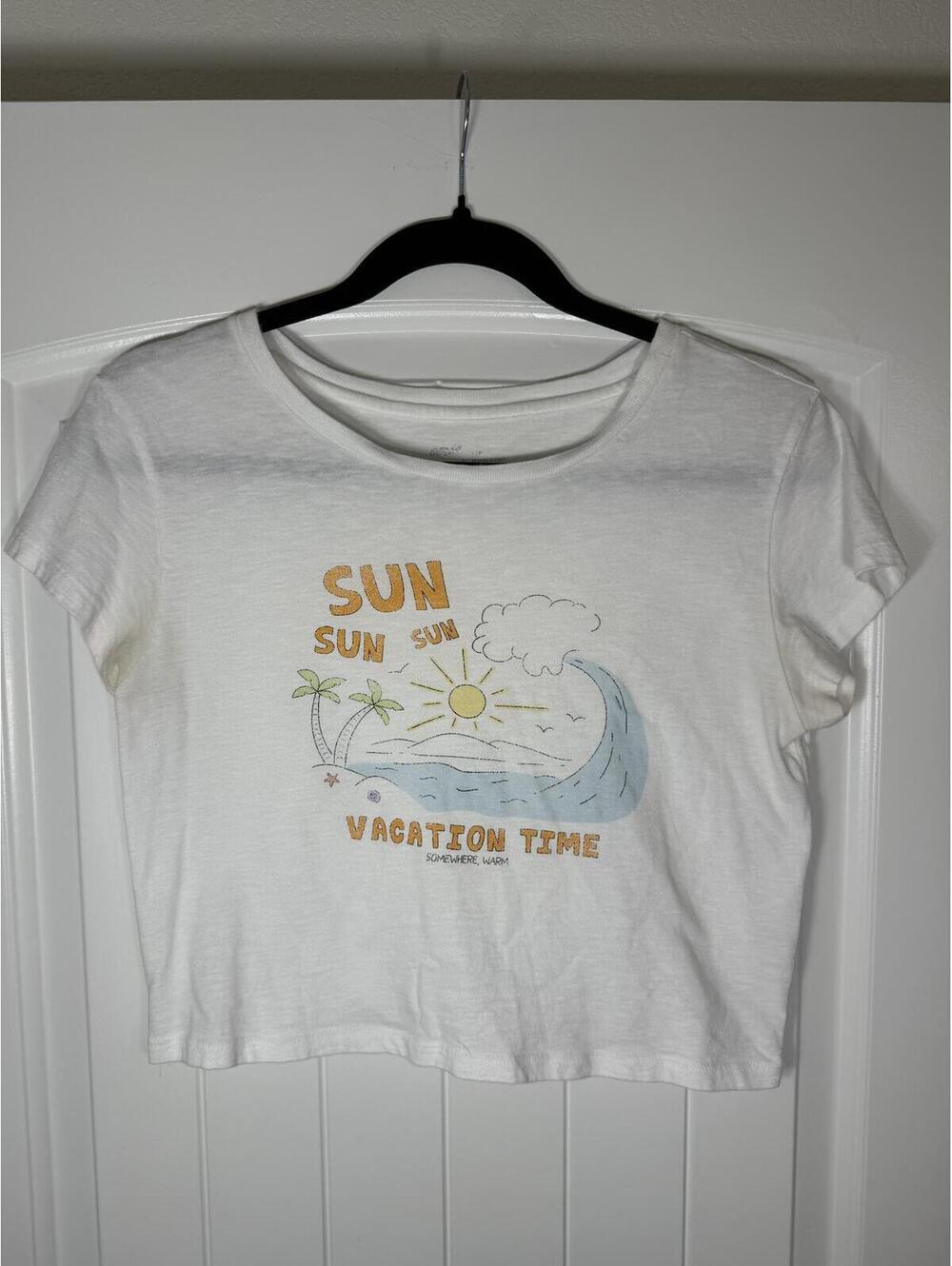 Aerie White Graphic Crop T-Shirt Size S
